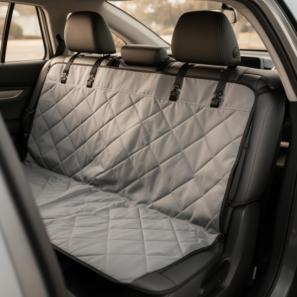 Waterproof dog car seat cover installed in a back seat